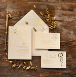 Zaproszenia ślubne Złote Glamour  złote błyszczące zaproszenia ślubne z motywen delikatnej galązki w eleganckim stylu glamour  4