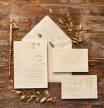 Zaproszenia ślubne Złote Glamour  złote błyszczące zaproszenia ślubne z motywen delikatnej galązki w eleganckim stylu glamour  5
