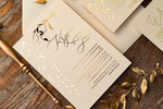 Zaproszenia ślubne Złote Glamour  złote błyszczące zaproszenia ślubne z motywen delikatnej galązki w eleganckim stylu glamour  6