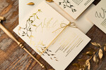 Zaproszenia ślubne Złote Glamour  złote błyszczące zaproszenia ślubne z motywen delikatnej galązki w eleganckim stylu glamour  8