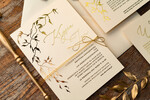 Zaproszenia ślubne Złote Glamour  złote błyszczące zaproszenia ślubne z motywen delikatnej galązki w eleganckim stylu glamour  9