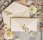 Zaproszenia ślubne Złote Glamour Eleganckie złote zaproszenia ślubne z lustrzanym monogramem, Kopertowe zaproszenie na ślub złocone, zaproszenia na ślub w stylu glamour, złote napisy na zaproszeniach ślubnych4