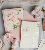 Zaproszenia ślubne Złote Glamour różowe zaproszenia na ślub, nowoczesne zaproszenia w kolorze rózowym, zaproszenia ślubne ze złotymi literami, eleganckie zaproszenia ślubne ze wstązką 9