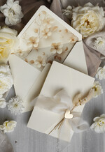 Zaproszenia ślubne Złote Glamour Eleganckie Zaproszenie Na Ślub Z Suszonym Dmuszkiem, Wyjątkowe Zaproszenia Ślubne Z Dmuszkiem, Zaproszenia Na Ślub W Stylu Glamour4