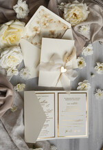 Zaproszenia ślubne Złote Glamour Eleganckie Zaproszenie Na Ślub Z Suszonym Dmuszkiem, Wyjątkowe Zaproszenia Ślubne Z Dmuszkiem, Zaproszenia Na Ślub W Stylu Glamour11