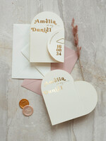 Zaproszenia ślubne Złote Glamour Kremowo złote Nowoczesne Zaproszenia ślubne Składane Serce złote, Złocone Minimalistyczne Zaproszenie na Ślub Cywilny i Kościelny, Proste Zaproszenie ślubne1