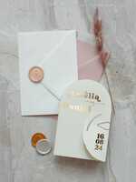 Zaproszenia ślubne Złote Glamour Kremowo złote Nowoczesne Zaproszenia ślubne Składane Serce złote, Złocone Minimalistyczne Zaproszenie na Ślub Cywilny i Kościelny, Proste Zaproszenie ślubne10