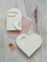 Zaproszenia ślubne Złote Glamour Kremowo złote Nowoczesne Zaproszenia ślubne Składane Serce złote, Złocone Minimalistyczne Zaproszenie na Ślub Cywilny i Kościelny, Proste Zaproszenie ślubne4