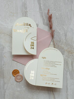 Zaproszenia ślubne Złote Glamour Kremowo złote Nowoczesne Zaproszenia ślubne Składane Serce złote, Złocone Minimalistyczne Zaproszenie na Ślub Cywilny i Kościelny, Proste Zaproszenie ślubne0