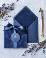 Zaproszenia ślubne Złote Glamour Ekskluzywne  Minimalistyczne zaproszenia ślubne, Welurowe zaproszenie ślubne Granatowe zaproszenie na ślub Welur1