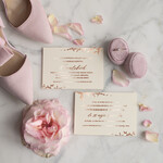 Zaproszenia ślubne Złote Glamour Listki  Minimalistyczne zaproszenia ślubne, złocone zaproszenie ślubne Proste zaproszenie na ślub Róż i Kalka 1