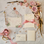 Zaproszenia ślubne Złote Glamour złote zaproszenia ślubne w pastelowej kolorystyce romantyczne róże i przeźroczysta koperta5