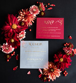 Zaproszenia ślubne Złote Glamour Ekskluzywne  Złote  zaproszenia ślubne, Welurowe zaproszenie ślubne Bordowe zaproszenie na ślub Welur2