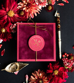 Zaproszenia ślubne Złote Glamour Ekskluzywne  Złote  zaproszenia ślubne, Welurowe zaproszenie ślubne Bordowe zaproszenie na ślub Welur5