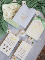 Zaproszenia ślubne Złote Glamour najpiękniejsze zaproszenia ślubne, złote zaproszenia na ślub i wesele, szałwiowe zaproszenia ślubne, zaproszenia na ślub w kieszonce, zaproszenia na ślub w kolorze szałwii 2