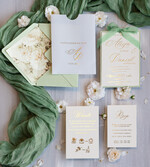 Zaproszenia ślubne Złote Glamour najpiękniejsze zaproszenia ślubne, złote zaproszenia na ślub i wesele, szałwiowe zaproszenia ślubne, zaproszenia na ślub w kieszonce, zaproszenia na ślub w kolorze szałwii 0