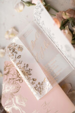 Zaproszenia ślubne Złote Glamour eleganckie złote zaproszenia transparentne zaproszenia na ślub w stylu glamour z błyszczącą kwiatową grafiką 3