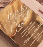 Zaproszenia ślubne Złote Glamour zaproszenie ślubne na lustrze ,złote zaproszenia ślubne z lustrzanym monogramem, różowe zaproszenie na ślub złocone, zaoriszenia na slub cywilny pudrowy róż  11
