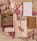 Zaproszenia ślubne Złote Glamour zaproszenie ślubne na lustrze ,złote zaproszenia ślubne z lustrzanym monogramem, różowe zaproszenie na ślub złocone, zaoriszenia na slub cywilny pudrowy róż  12