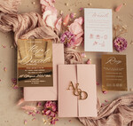 Zaproszenia ślubne Złote Glamour zaproszenie ślubne na lustrze ,złote zaproszenia ślubne z lustrzanym monogramem, różowe zaproszenie na ślub złocone, zaoriszenia na slub cywilny pudrowy róż  3