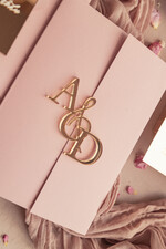 Zaproszenia ślubne Złote Glamour zaproszenie ślubne na lustrze ,złote zaproszenia ślubne z lustrzanym monogramem, różowe zaproszenie na ślub złocone, zaoriszenia na slub cywilny pudrowy róż  9