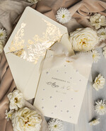 Zaproszenia ślubne Złote Glamour Eleganckie złote zaproszenia ślubne z perełkami, zaproszenie na ślub złocone, zaproszenia na ślub w stylu glamour, złote napisy na zaproszeniach ślubnych 4