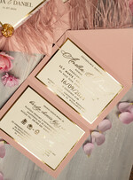 Zaproszenia ślubne Złote Glamour zaproszenia ślubne z piórami, strusie pióra na zaproszeniach ślubnych, nietypowe zaproszenie na ślub, złote zaproszenia na ślub i wesele19