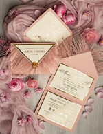 Zaproszenia ślubne Złote Glamour zaproszenia ślubne z piórami, strusie pióra na zaproszeniach ślubnych, nietypowe zaproszenie na ślub, złote zaproszenia na ślub i wesele9