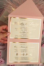 Zaproszenia ślubne Złote Glamour zaproszenia ślubne z piórami, strusie pióra na zaproszeniach ślubnych, nietypowe zaproszenie na ślub, złote zaproszenia na ślub i wesele11