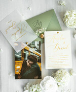 Zaproszenia ślubne Złote Glamour modne zaproszenia na ślub ze zdjęciem dla gości na pamiątkę, zaproszenia ślubne ze zdjęciem, ślubne zaproszenia z ozdobnym okrągłym nitem2