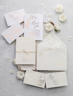 Zaproszenia ślubne Złote Glamour delikatne złote zaproszenia ślubne w eleganckim stylu glamour z motywem listków  2