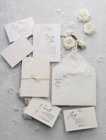 Zaproszenia ślubne Złote Glamour delikatne złote zaproszenia ślubne w eleganckim stylu glamour z motywem listków  0