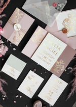 Zaproszenia ślubne Złote Glamour modne zaproszenia na ślub, glamour złote i błyszczące zaproszenia ślubne 3