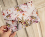 Zaproszenia ślubne Złote Glamour Kwiatowe złote zaproszenia ślubne z lustrzanym monogramem, Kopertowe różowe zaproszenie na ślub złocone, zaproszenia na slub i wesele pudrowy róż8