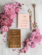 Zaproszenia ślubne Złote Glamour oryginalne zaproszenia na ślub nowoczesny styl glamour welurowa opaska ze sznurkiem na zaproszeniu 5