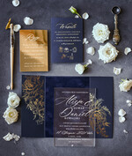 Zaproszenia ślubne Złote Glamour unikatowe zaproszenia ślubne glamour w pięknym granatowym kolorze 1