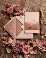 Zaproszenia ślubne Złote Glamour Rose Gold Minimalistyczne zaproszenia ślubne, złocone Brokatowe zaproszenie ślubne Nowoczesne zaproszenie na ślub 3