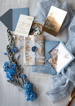 Zaproszenia ślubne Złote Glamour eleganckie zaproszenia ślubne, złote zaproszenia na ślub, niebieskie zaproszenia slubne, akrylowe zaproszenia na ślub zaproszenia glamour z lakiem18