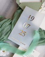 Zaproszenia ślubne Złote Glamour szałwiowe zaproszenia na ślub, nowoczesne zaproszenia w kolorze szałwii, zaproszenia ślubne ze złotymi literami, eleganckie zaproszenia ślubne z jedwabną wstążką 3