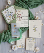 Zaproszenia ślubne Złote Glamour szałwiowe zaproszenia na ślub, nowoczesne zaproszenia w kolorze szałwii, zaproszenia ślubne ze złotymi literami, eleganckie zaproszenia ślubne z jedwabną wstążką 4