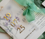 Zaproszenia ślubne Złote Glamour szałwiowe zaproszenia na ślub, nowoczesne zaproszenia w kolorze szałwii, zaproszenia ślubne ze złotymi literami, eleganckie zaproszenia ślubne z jedwabną wstążką 2