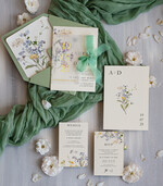 Zaproszenia ślubne Złote Glamour szałwiowe zaproszenia na ślub, nowoczesne zaproszenia w kolorze szałwii, zaproszenia ślubne ze złotymi literami, eleganckie zaproszenia ślubne z jedwabną wstążką 1