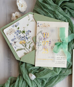 Zaproszenia ślubne Złote Glamour szałwiowe zaproszenia na ślub, nowoczesne zaproszenia w kolorze szałwii, zaproszenia ślubne ze złotymi literami, eleganckie zaproszenia ślubne z jedwabną wstążką 0