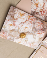 Zaproszenia ślubne Złote Glamour Poziome złote zaproszenia ślubne z medalionem, Kopertowe różowe zaproszenie na ślub złocone, zaproszenia na slub cywilny pudrowy róż13