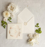 Zaproszenia ślubne Złote Glamour Złote zaproszenia ślubne ręcznie robione minimalistyczne , Zaproszenia na ślub  glamour składane  listki Proste zaproszenia ślubne 1