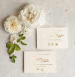 Zaproszenia ślubne Złote Glamour Złote zaproszenia ślubne ręcznie robione minimalistyczne , Zaproszenia na ślub  glamour składane  listki Proste zaproszenia ślubne 3