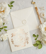 Zaproszenia ślubne Złote Glamour Złote zaproszenia ślubne ręcznie robione minimalistyczne , Zaproszenia na ślub  glamour składane  listki Proste zaproszenia ślubne 6