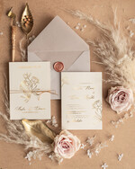 Zaproszenia ślubne Złote Glamour orginalne zaproszenia ślubne, szykowne i złote zaproszenia ślubne ze sznurkiem 1