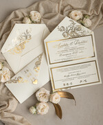 Zaproszenia ślubne Złote Glamour złote zaproszenia ślubne zamykane w kopertę, Kopertowe zaproszenie na ślub w złocie, zaproszenia na ślub w stylu glamour, złote napisy na zaproszeniach ślubnych5