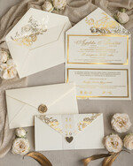 Zaproszenia ślubne Złote Glamour złote zaproszenia ślubne zamykane w kopertę, Kopertowe zaproszenie na ślub w złocie, zaproszenia na ślub w stylu glamour, złote napisy na zaproszeniach ślubnych7